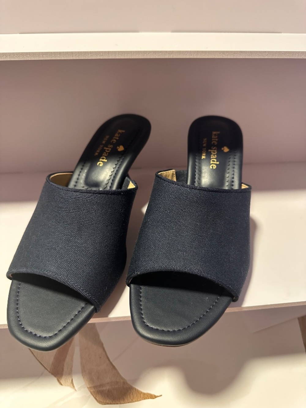 Kate Spade Marigold Indigo Blue Suede Mule Heels | Size 6.5 | NWOT